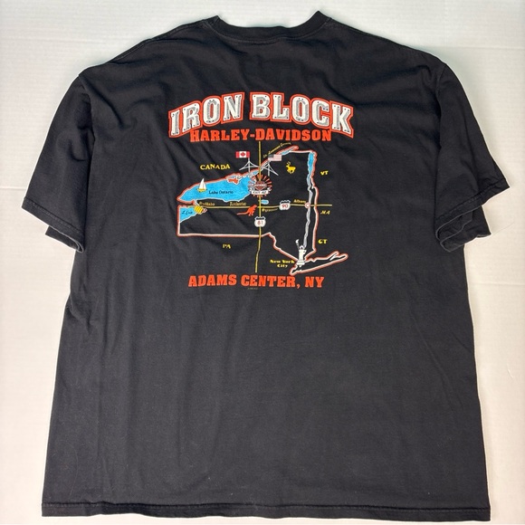 Harley Davidson Adult XXL T-Shirt Black Iron Block Adams Center NY Short Sleeve - Picture 1 of 7